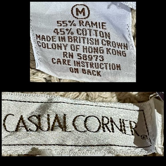 ▪️VTG▪️CASUAL CORNER▪️90's Cotton Blend Light Tan Mock Collar Cable Knit Sweater - Picture 5 of 5